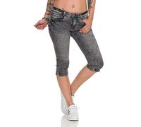 Sublevel Damen Capri-Hose Shorts LSL-402/LSL-336 Bermuda dreiviertellang Slim-Fit Grey Denim XL