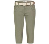 Sublevel Damen Caprihose Baumwolle Stretch Twill Hose mit Flechtgürtel und Taschen in 5 Farben Dark-Green XL