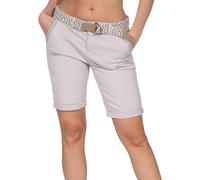 Sublevel Damen Chino Shorts LSL-515 Sommer-Bermuda mit geflochtenem Gürtel Middle beige S