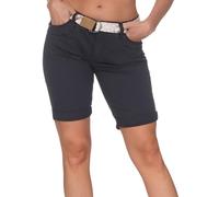 Sublevel Damen Chino Shorts Sommer-Bermuda mit geflochtenem Gürtel Zoe LSL-519 Dark Grey L
