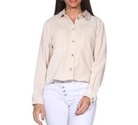Sublevel Damen Cord-Hemd Bluse leichtes Langarm Cordhemd LSL-535 Light Beige L