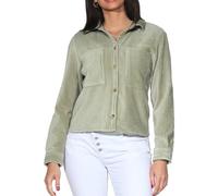 Sublevel Damen Cord-Hemd Bluse leichtes Langarm Cordhemd LSL-535 Middle Green M