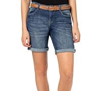 Sublevel Damen Denim Bermudas mit Flechtgürtel Kurze Jeans Middle-Blue XS