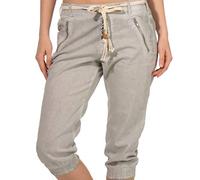 Sublevel Damen Dreiviertel Capri Shorts Hose LSL-328/334 Washed-Look inklusive Gürtel Grey XL