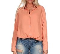 Sublevel Damen Hemd Musselin-Bluse LSL-447 Langarm-Bluse Middle Orange M/L