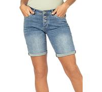 Sublevel Damen Jeans Bermuda-Shorts mit Denim Aufschlag dark-blue XS