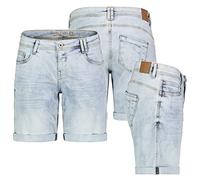 Sublevel Damen Jeans Shorts Bermuda Kurze Hose Shorts Short Denim Stretch Denim, Farbe:Hellblau, Größe:XS 34