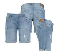 Sublevel Damen Jeans Shorts Bermuda Kurze Hose Shorts Short Denim Stretch Denim, Farbe:Hellblau, Größe:L 40