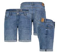 Sublevel Damen Jeans Shorts Bermuda Kurze Hose Shorts Short Denim Stretch Denim, Farbe:Middle Blue, Größe:S 36