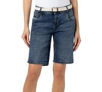 Sublevel Damen Jeansbermuda mit Gürtel, Aufschlag, 5-Pocket Dark-Blue S