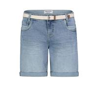 Sublevel Damen Jeansbermuda mit Gürtel, Aufschlag, 5-Pocket Light-Blue S