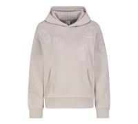 Sublevel Damen Kapuzenpullover Hoodie mit 3D Print, Kängurutasche beige XS