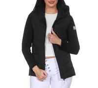 Sublevel Damen leichte Steppjacke mit Kapuze Übergangsjacke sportlich Outdoor und Alltag LSL-548 Black M