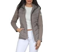 Sublevel Damen leichte Steppjacke mit Kapuze Übergangsjacke sportlich Outdoor und Alltag LSL-548 Light Mud Brown L