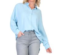 Sublevel Damen Long Musselin-Bluse LSL-450 Oversize Langarm-Hemd Bright Sky Blue S/M