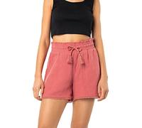 Sublevel Damen Musselin Shorts aus Baumwolle mit Bommelborte Middle-Rose XL