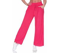 Sublevel Damen Plissee Stoffhose LSL-505 Lange Sommerhose mit weitem Bein Dark Pink XL
