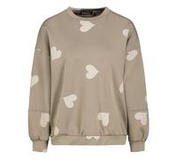 Sublevel Damen Pullover LSL-509 Pulli Rundhals Sweatshirt mit Herzen Light Brown M/L