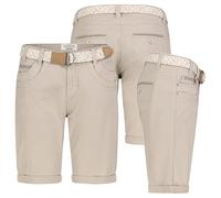 Sublevel Damen Short Bermuda Kurze Hose Sommer Chino Stoff Hose mit Gürtel Neu, Hosengröße:XXL (44), Farbe:Beige