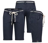 Sublevel Damen Short Bermuda Kurze Hose Sommer Chino Stoff Knielang mit Gürtel, Hosengröße:S / 36, Farbe:Navy