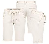 Sublevel Damen Short Bermuda Kurze Hose Sommer Chino Stoff Knielang mit Gürtel, Hosengröße:XS / 34, Farbe:Beige