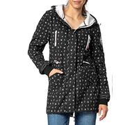 Sublevel Damen Softshell-Jacke Kurzmantel mit Kapuze & Print black XL