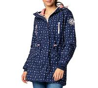 Sublevel Damen Softshell-Jacke Kurzmantel mit Kapuze & Print Blue L
