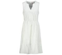 Sublevel Damen Sommerkleid Gestreift Midilang aus Baumwolle Seersucker mit Volants und Stehkragen
