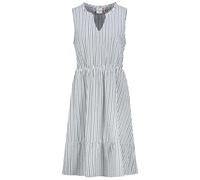 Sublevel Damen Sommerkleid Gestreift Midilang aus Baumwolle Seersucker mit Volants und Stehkragen