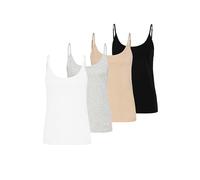 Sublevel Damen Spaghettiträger Top Multipack Basic Camisole Elegantes Unterhemd, Farben:Mehrfarbig, Größe:M