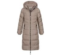 Sublevel Damen Steppmantel extralang gesteppter Wintermantel mit Kapuze LSL-538 Light Mud Brown S