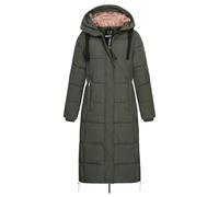 Sublevel Damen Steppmantel extralang LSL-492 gesteppter Wintermantel mit Kapuze Mistletoe Green XXL