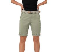 Sublevel Damen Stoffbermuda mit Flechtgürtel Sommerhose, Kurze Chinohose, Shorts Middle-Green L