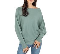 Sublevel Damen Strickpullover - Oversize Pullover mit Fledermausärmeln im Lässigen Look Middle-Green M/L