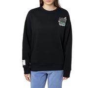 Sublevel Damen Sweater mit Cartoon-Backprint, Oversized Sweatshirt Dark-Grey XS