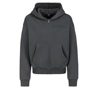 Sublevel Damen Sweatjacke Oversize Fit Baumwollmischung Weiche Sweatqualität Logoprint Braun Dunkelgrau Beige Dark-Grey S