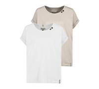 Sublevel Damen T-Shirt 2er Set Rundhals mit Knöpfen bequem