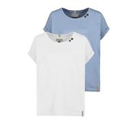 Sublevel Damen T-Shirt 2er Set Rundhals mit Knöpfen bequem