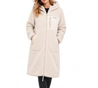 Sublevel Damen Teddy Fleece Mantel Lang - Kuschelige Teddyjacke mit Stehkragen, 2-Wege-Reißverschluss & Taschen - Fleecemantel für Herbst Winter