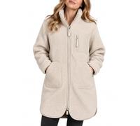 Sublevel Damen Teddy Fleece Mantel Lang - Kuschelige Teddyjacke mit Stehkragen, 2-Wege-Reißverschluss & Taschen - Fleecemantel für Herbst Winter