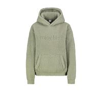 Sublevel Damen Teddyfleece Hoodie mit Kapuze und Stickerei Middle-Green L