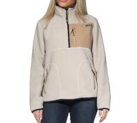 Sublevel Damen Teddyfleece Pullover Sherpa Half-Zip Plüschpullover mit hohem Kragen LSL-542 Light Sand M