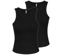 Sublevel Damen Tops Ärmellos Rundhals Basic Design 2er Pack Unifarben Look