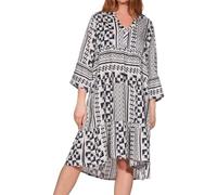 Sublevel Damen Viskose Mini-Kleid Tunika 3/4 Arm leichtes Sommerkleid mit grafischem Muster LSL-413 Graphics-Night Navy-Light Sand M