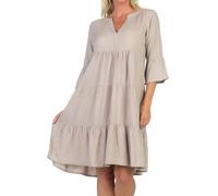 Sublevel Damen Viskose Mini-Kleid Tunika 3/4 Arm LSL-413 einfarbig Dark Beige S