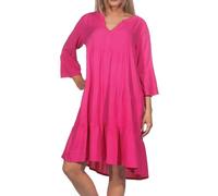 Sublevel Damen Viskose Mini-Kleid Tunika 3/4 Arm LSL-413 einfarbig Dark Pink M