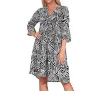 Sublevel Damen Viskose Mini-Kleid Tunika 3/4 Arm LSL-413 mit Alloverprint Black S