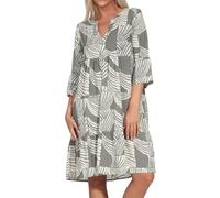 Sublevel Damen Viskose Mini-Kleid Tunika 3/4 Arm LSL-413 mit Alloverprint Middle Green L