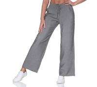 Sublevel Damen Viskose Stoffhose Palazzo LSL-504 Lange Sommerhose weites Bein Light Grey L