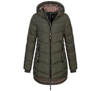 Sublevel Damen Winter Jacke Mantel Parka Steppjacke Steppmantel Wintermantel, Farbe:Olive, Größe:S (36)